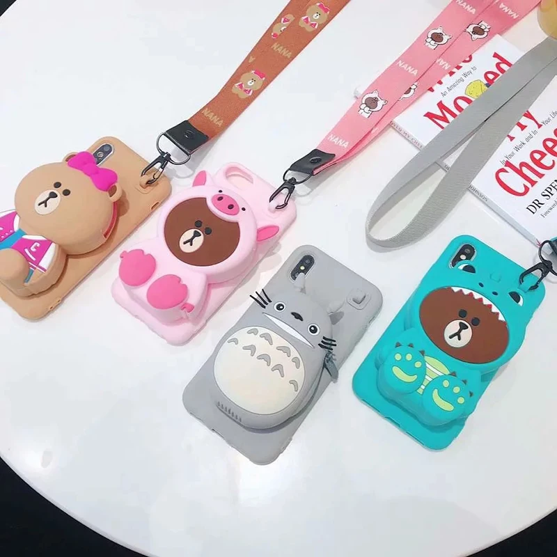 Чехол-кошелек для iPhone XR X XS MAX 8 7 6 6s Plus Capa 3D с милым мультяшным рисунком Capinha Back силиконовый чехол для iPhone7 Mujer Fundas
