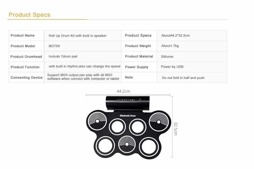 Профессиональный Портативный Roll Up USB MIDI машина электронная Барабаны Pad комплект ударные инструменты с Барабаны tick для меломана