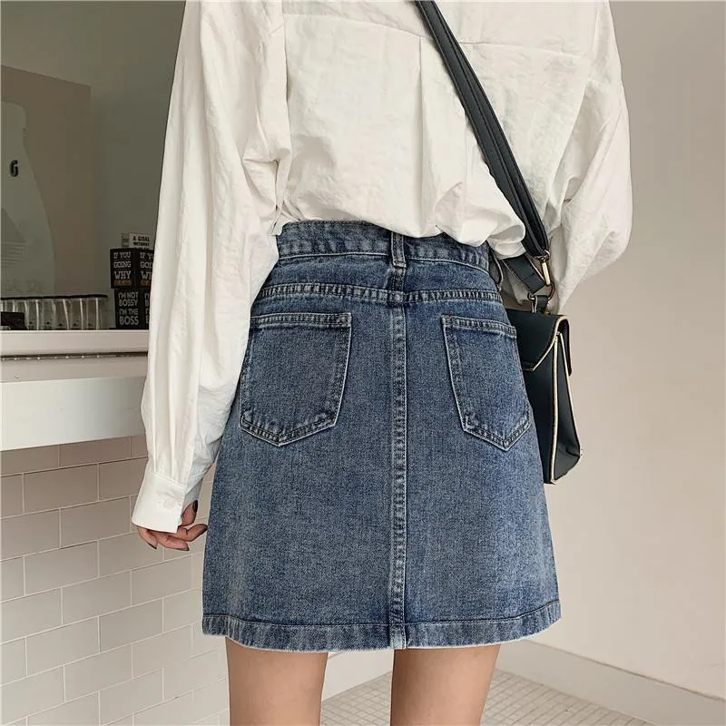 Женский ассиметричный с высокой талией джинсовая юбка женская весна лето 2019