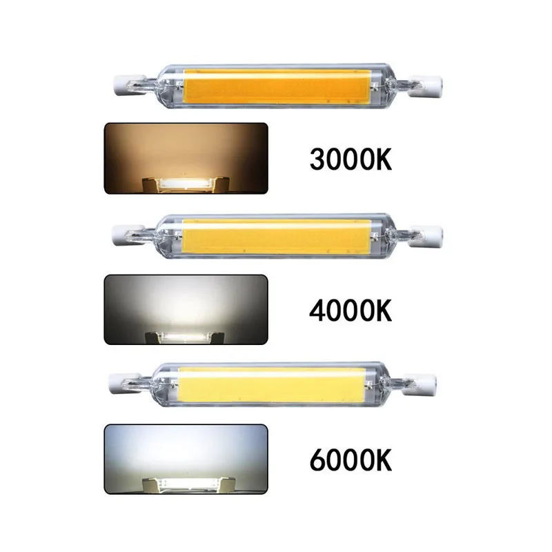 Светодиодная лампа COB R7S 78 мм 118 мм стеклянная лампа 220 в 230 в теплый натуральный холодный белый Светодиодный светильник 13 Вт j78 Bombillas Lamparas