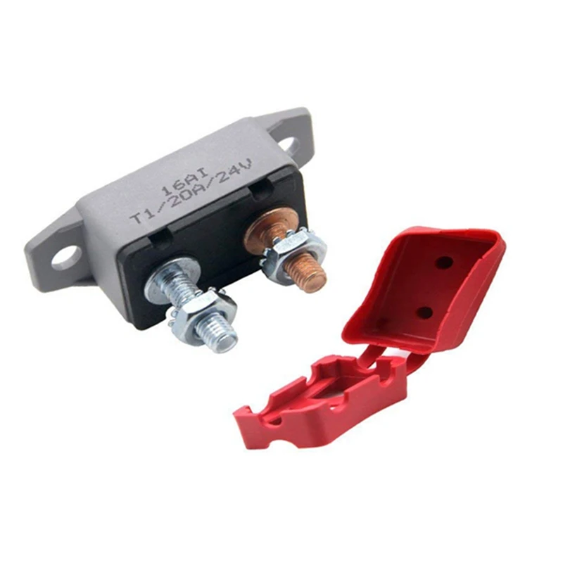 12-24V manual reset battery protection belt fixed wing double short leg with bolt breaker with 1 red nylon caps