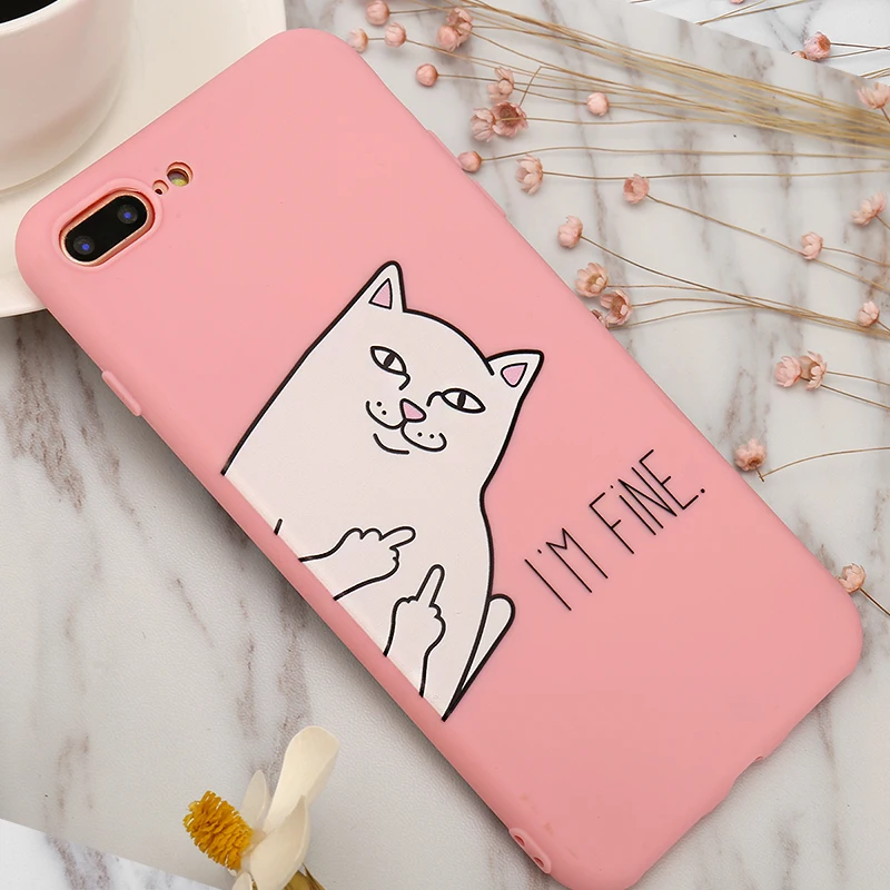 Милая картонная кошка чехол для iPhone X XS Max XR 8 7 6 S Plus чехлы с забавным животным