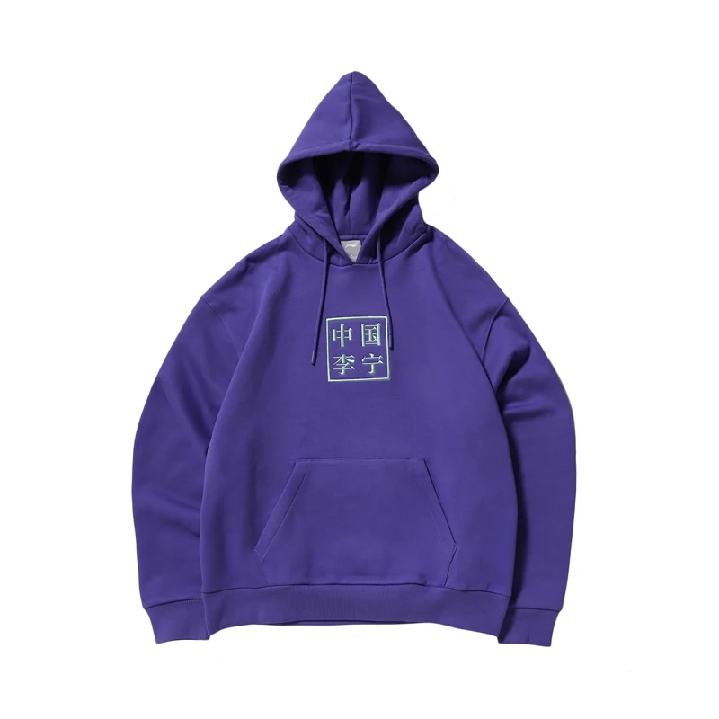 Li Ning Мужская PFW Толстовка китай LI NING Олень Печать теплый флис 84% хлопок 16%