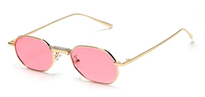 gold with pink Peekaboo, мужские поляризованные солнцезащитные очки, Прямоугольная оправа, металлический дизайн, женские солнцезащитные очки, маленький размер, uv400, летние аксессуары - Цвет линз: gold with pink