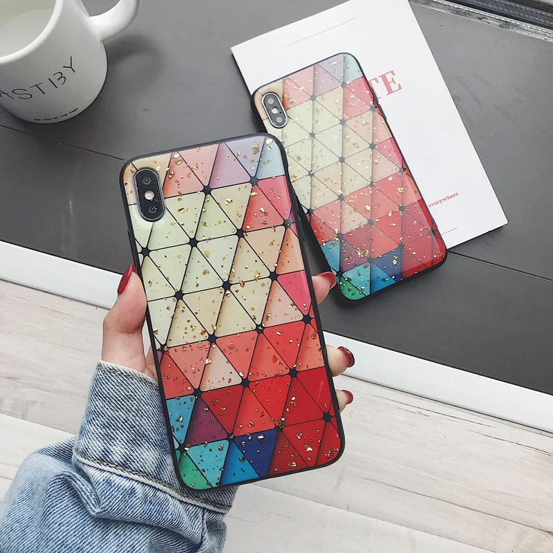 Lingge текстурный чехол для iphone 7 6 6s 8 plus X Xs max XR яркие глянцевые чехлы телефонов с