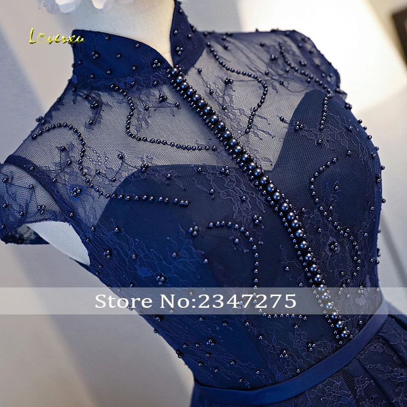 Loverxu великолепные кружевные платья до колен с высоким воротником для встречи