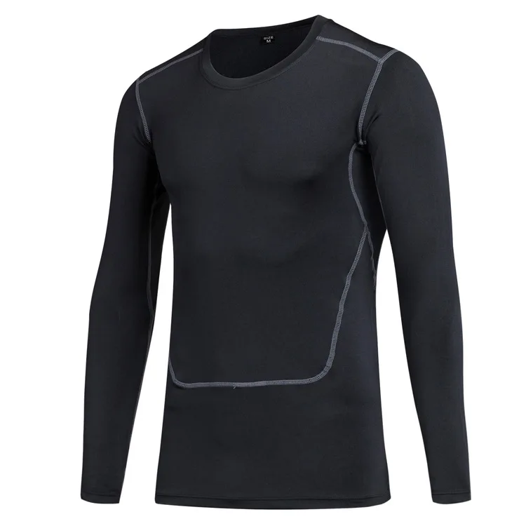 Быстросохнущая компрессионная футболка для бега мужчин с длинным рукавом