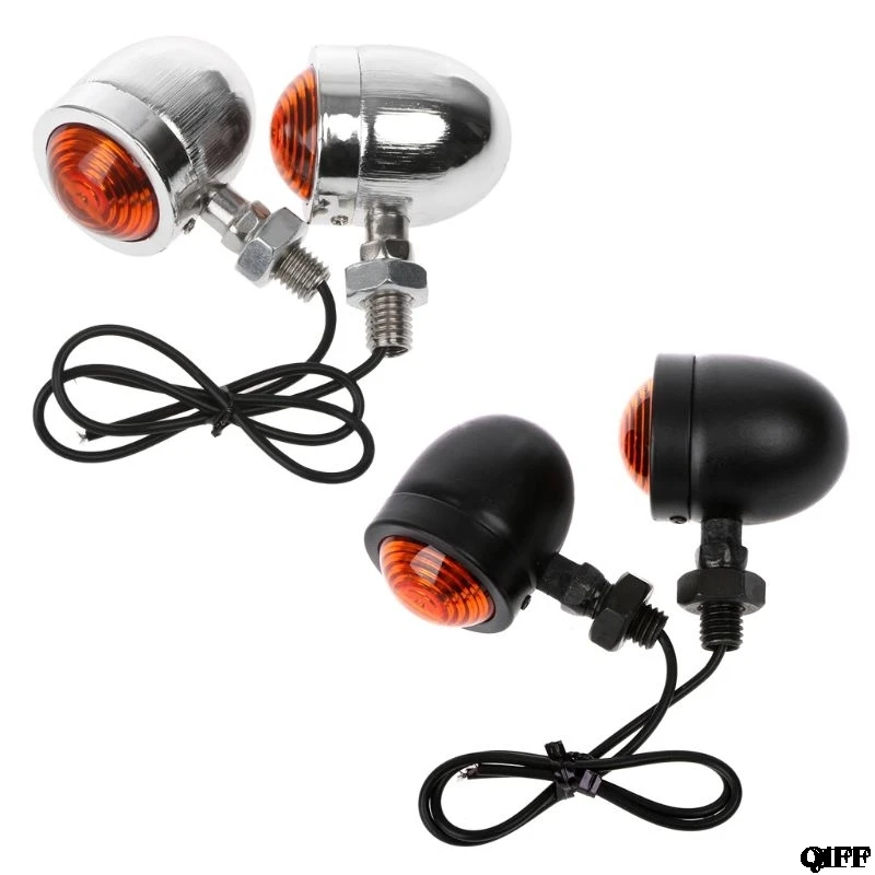 1 пара индикатор поворота мотоцикла Янтарный мигалка фара 12v Индикатор пуля хром