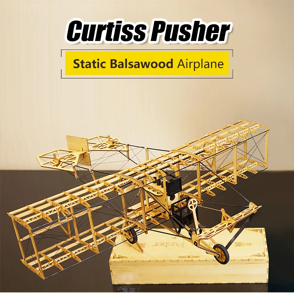 В разобранном виде Balsawood модель самолета комплект Curtiss толкатель 500 мм размах крыльев 1/18 Масштаб Модель самолета для коллекции бар кафе дома