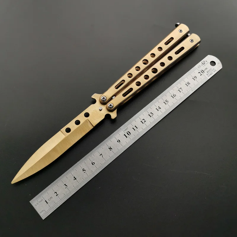 L5 yellow Складной нож-бабочка, тренировочный нож, не острый, косплей, нож карамбит, Бесплатные аксессуары - Цвет: L5 yellow