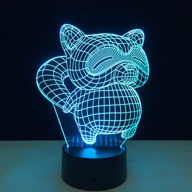 Цветной ночник в виде кошки с 3D иллюзией акриловый светодиодный светильник для