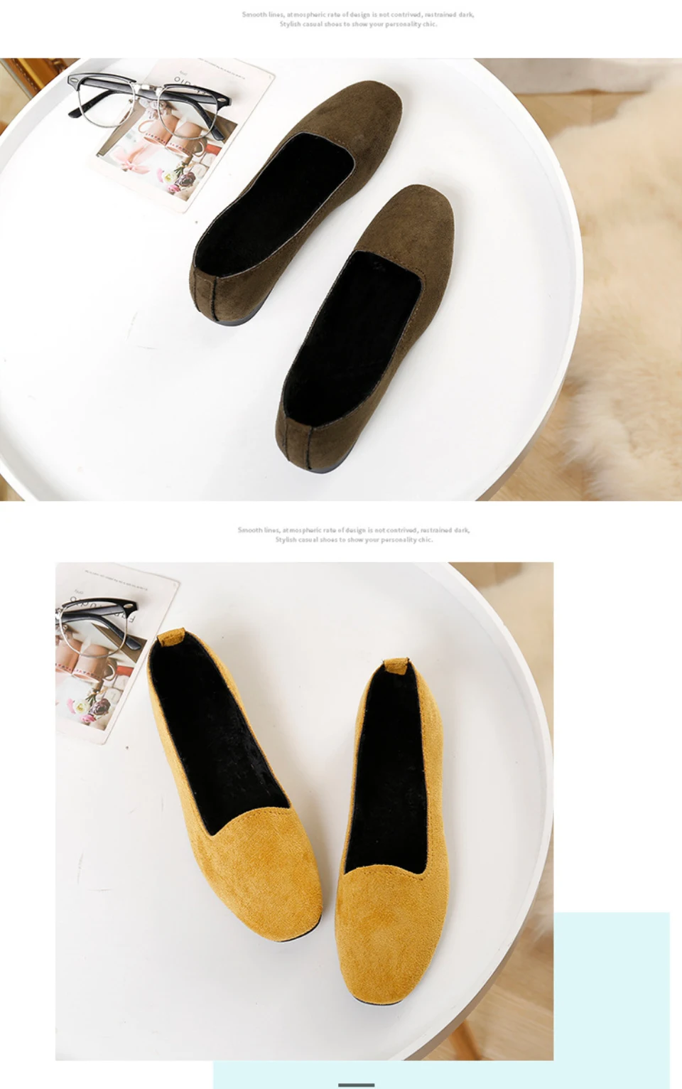 Plardin Fashion Flock Women's Flats For New Summer Slip-On Round Toe Casual Flat Shoes Basic ballet Shoes Woman Size Plus
