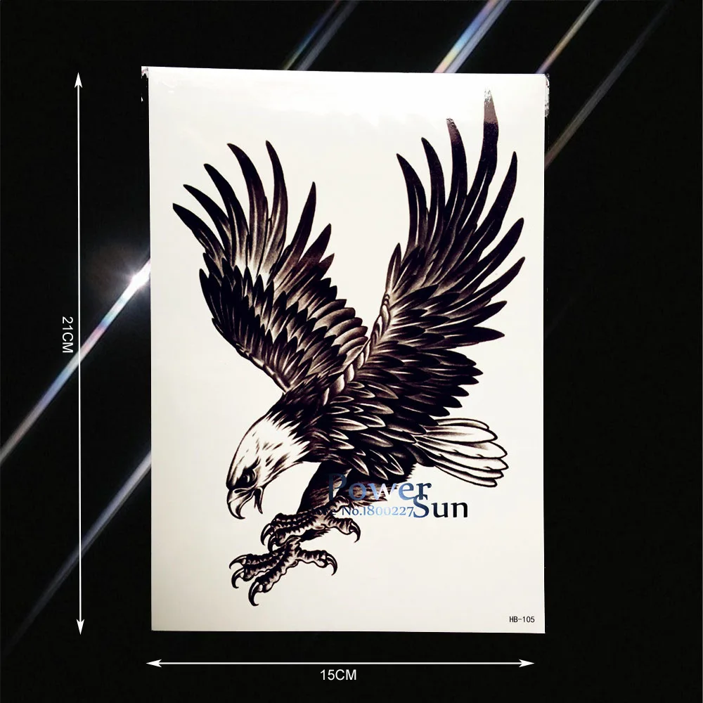 Большой Черный Летающий орел тату наклейка для женщин мужчин руки груди имитация