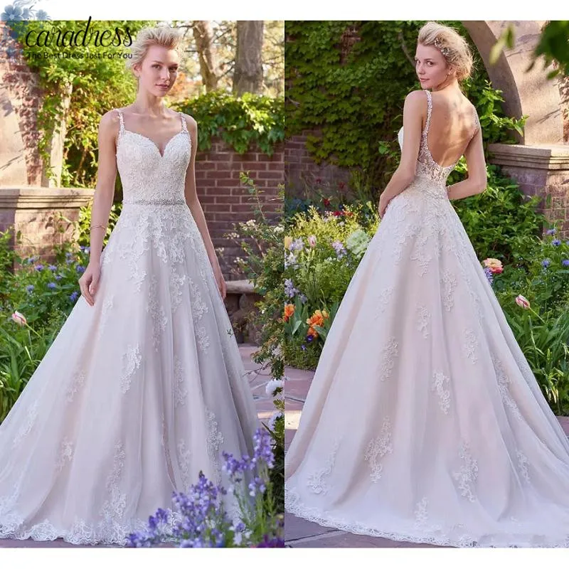 2017 New Elegant Lace Wedding Dresses Backless Sweetheart Appliques Gowns Beaded Belt Garden Arabic Bridal Vestios | Свадьбы и