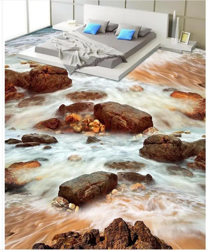 Пользовательский фото пол 3D обои современное искусство Морская вода камень