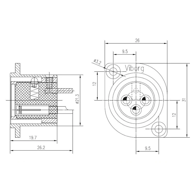 VC201F (R) 3 контактный разъем XLR 1 шт. для микрофона AMP микрофон родиевое покрытие