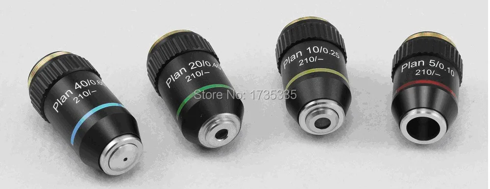 

finite optical system Plan achromatic objective metallurgical microscope objective 5X, 10X, 20X, 40X, conjugate distance 245mm