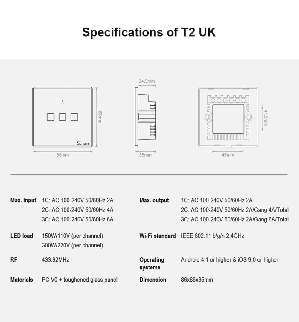 Itead Sonoff T2UK 86 Размеры 1/2/3 серии TX 433 МГц RF управления Wifi переключатель умный дом пульт дистанционного управления переключатель работает с Alexa Google Home