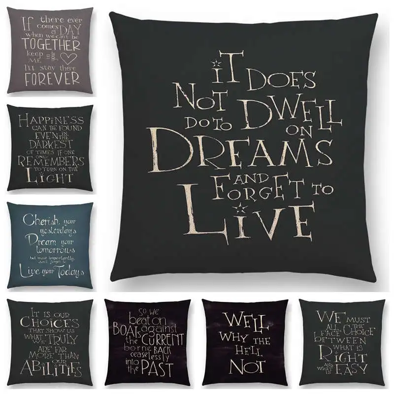 Hot Sale Decorative Letters Meaningful Short Sentences Proverb Gorgeous Words Interesting Cushion Cover Sofa Throw Pillow Case | Дом и сад