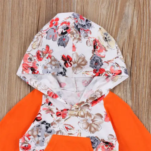 Newborn Baby Girls Clothes Set Long Sleeve Flower Hooded Tops Pants Lggings Outfits | Детская одежда и обувь