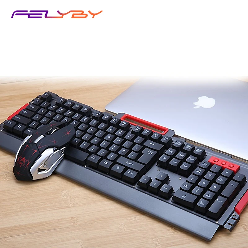 Металлическая Водонепроницаемая офисная игра FELYBY набор беспроводной мыши и