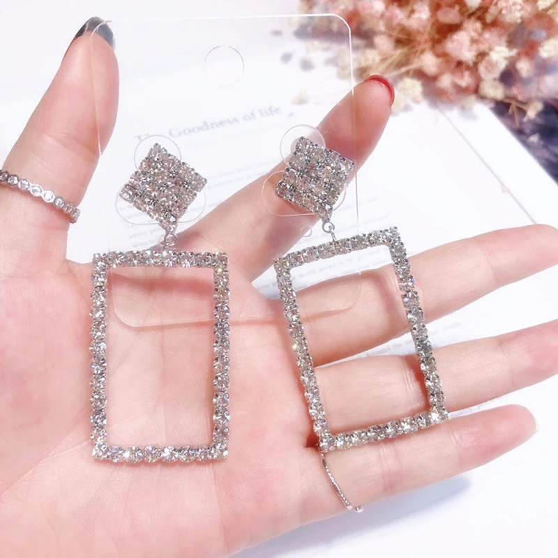 

Dollybling Needle Love Earrings Square Pendant Earrings Peach Heart Temperament Accessories Jewelry 180914-1