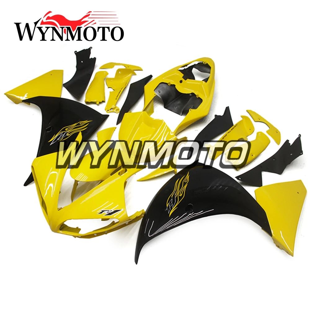 Желтые черные пластмассовые обтекатели ABS для Yamaha YZF1000 R1 2009 2011 09 10 11 полный