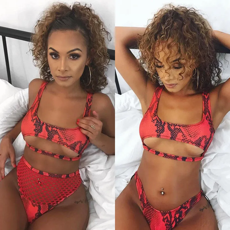 Летний стильный женский комплект бикини с пуш ап сетчатый купальник высокой