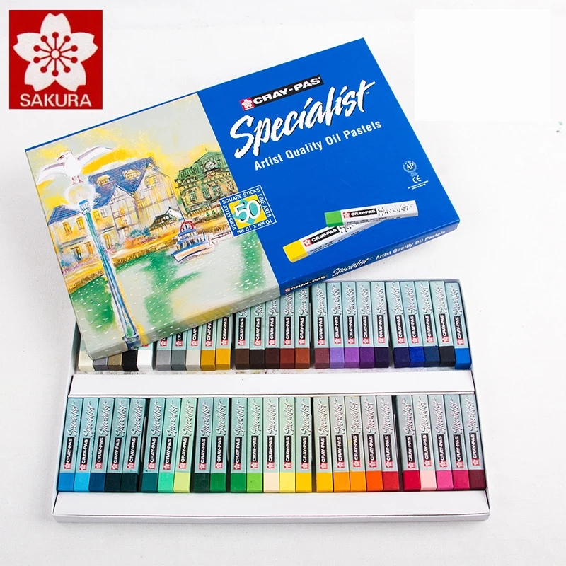 

Sakura Oil Pastel ESP 12/25/36/50 Colors Pastel Stick Soft Oil Pastel Oil Crayons Pastels Blue Box Packaging Art Supplies