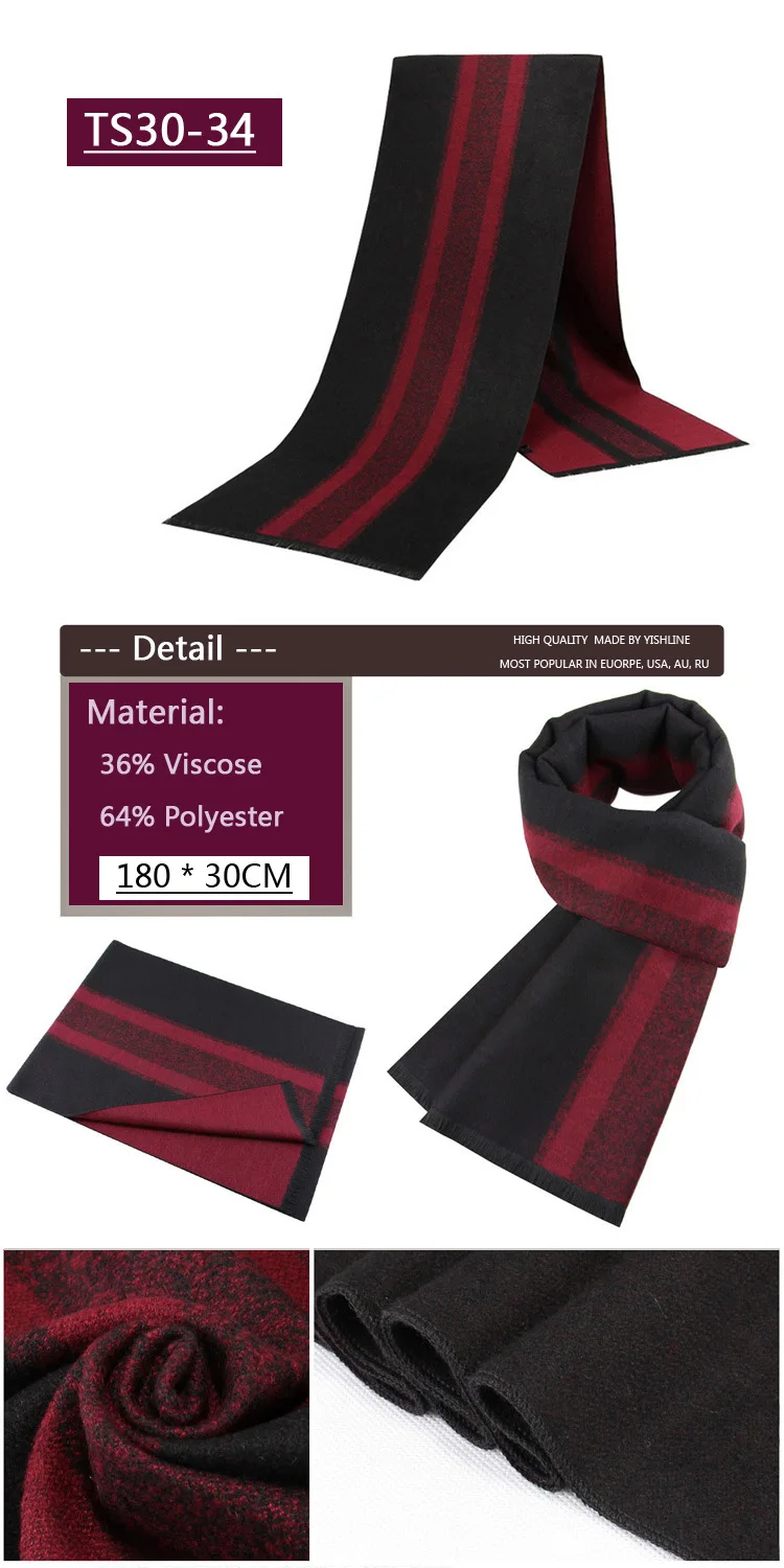 YISHLINE, модные, 180X30 см, Толстые мужские шарфы, зимние, мягкие, мужские, кашемировые, вискозные, с кисточками, шарф, модальный, подарок для отца и мужчины