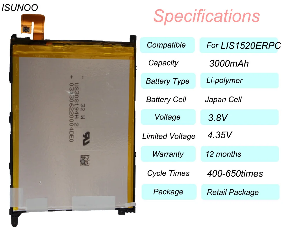 Батарея ISUNOOO LIS1520ERPC 3000mAh для Sony Xperia Z Ultra XL39 XL39H C6802 C6806 C6833 с ремонтными инструментами