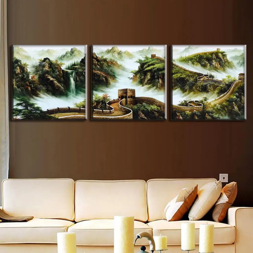 Скидка картина в рамке 3 шт./компл. традиционная китайская настенная живопись с