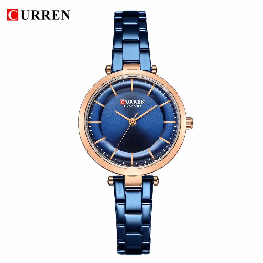 CURREN Топ люксовый бренд кварцевые часы розовый синий браслет женские
