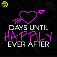 wedding neon sign days until happily ever after neon bulbs sign beauty display accesaries neon light room restaurant advertise