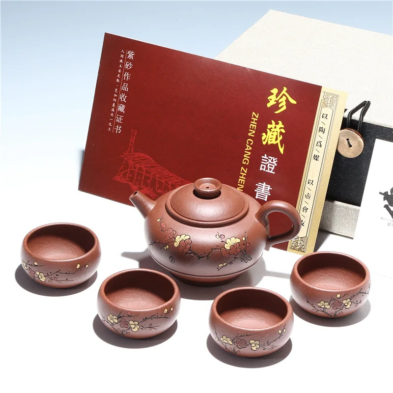 

Hot Sale Yixing Zisha teapot sets wholesale 5 pcs sets gifts teapot sets