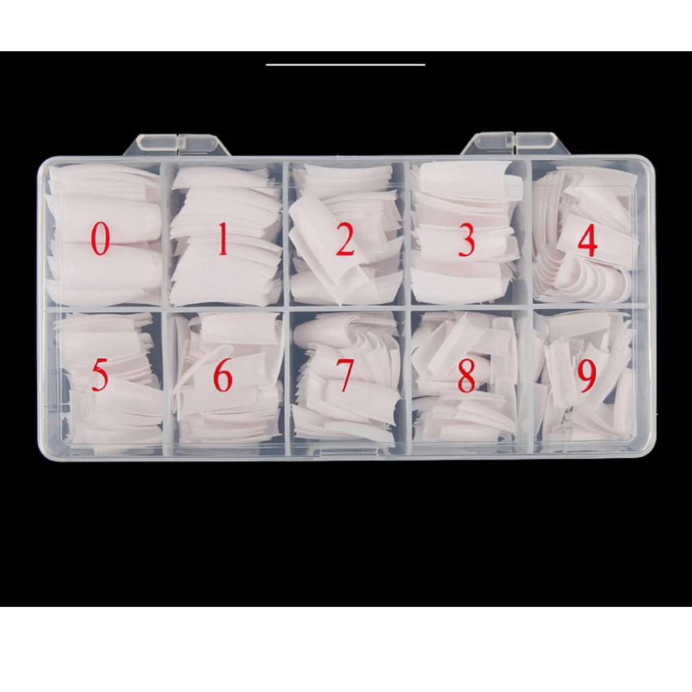 1 коробка + 500 шт. насадок белый/прозрачный/натуральный цвет половинный