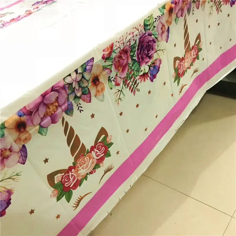 High Quality Pink Unicorn Theme Cup Plate Napkin Anniversary Straw Child Birthday Party Tablecover Decoration Supply 61Pcs/Lot | Дом и сад