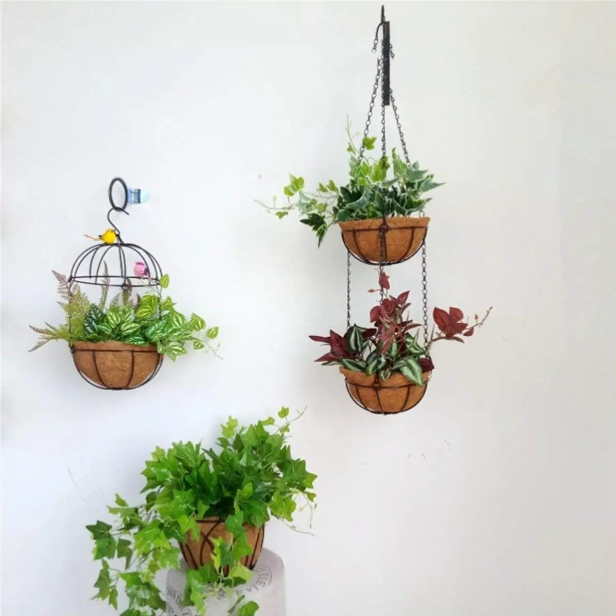

Hanging Basket for Plants Garden Flower Planter with Chain Plant Pot Home Balcony Decoration 2 pcs-8 inch