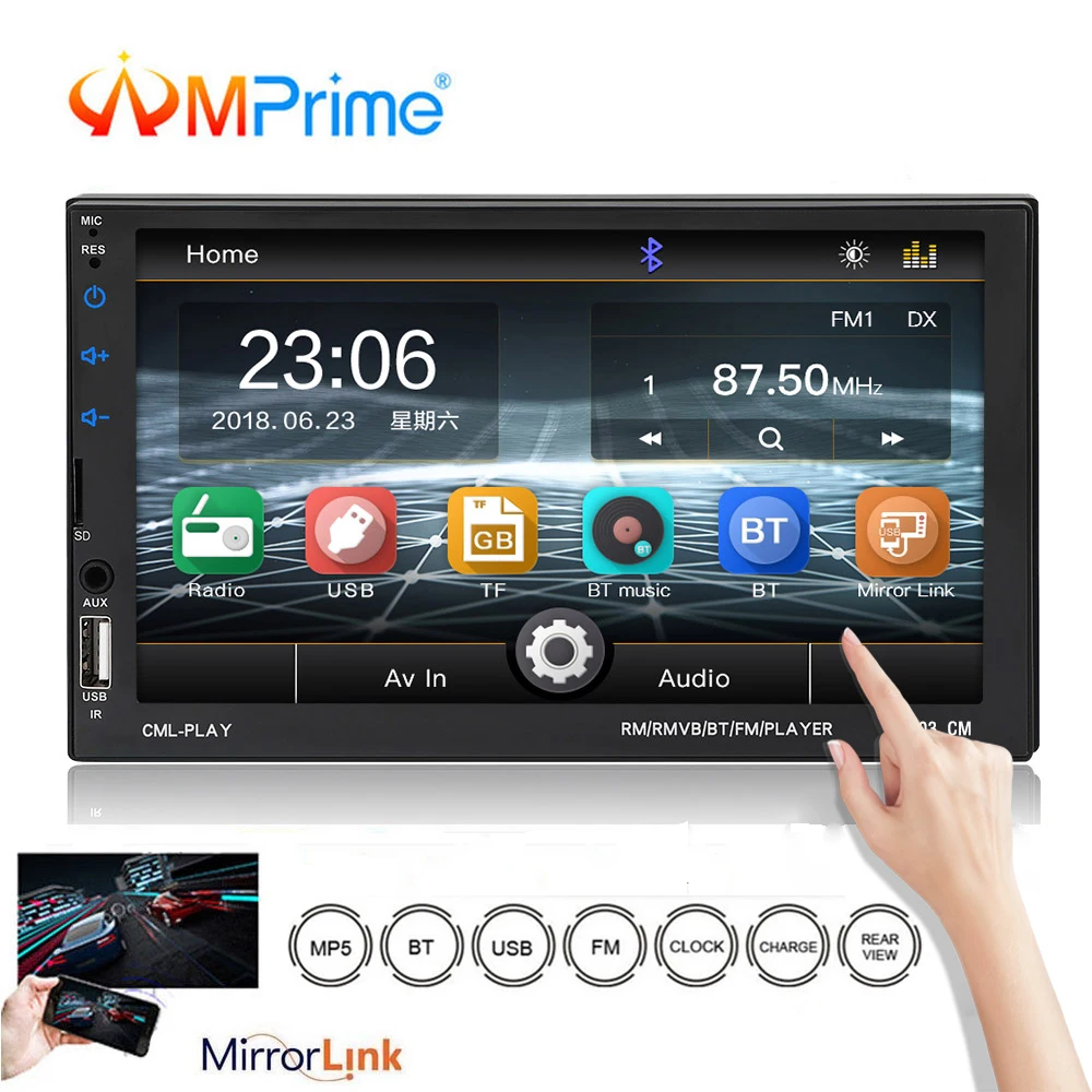 AMPrime 2din радио автомобиль Android телефон Зеркало Ссылка 7 ''емкостный сенсорный
