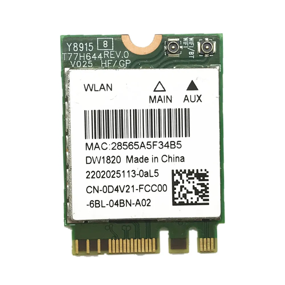 Беспроводная карта адаптера для Atheros QCNFA344A DW1820 802.11ac Bluetooth 4 1 867 Мбит/с M2 NGFF WiFi