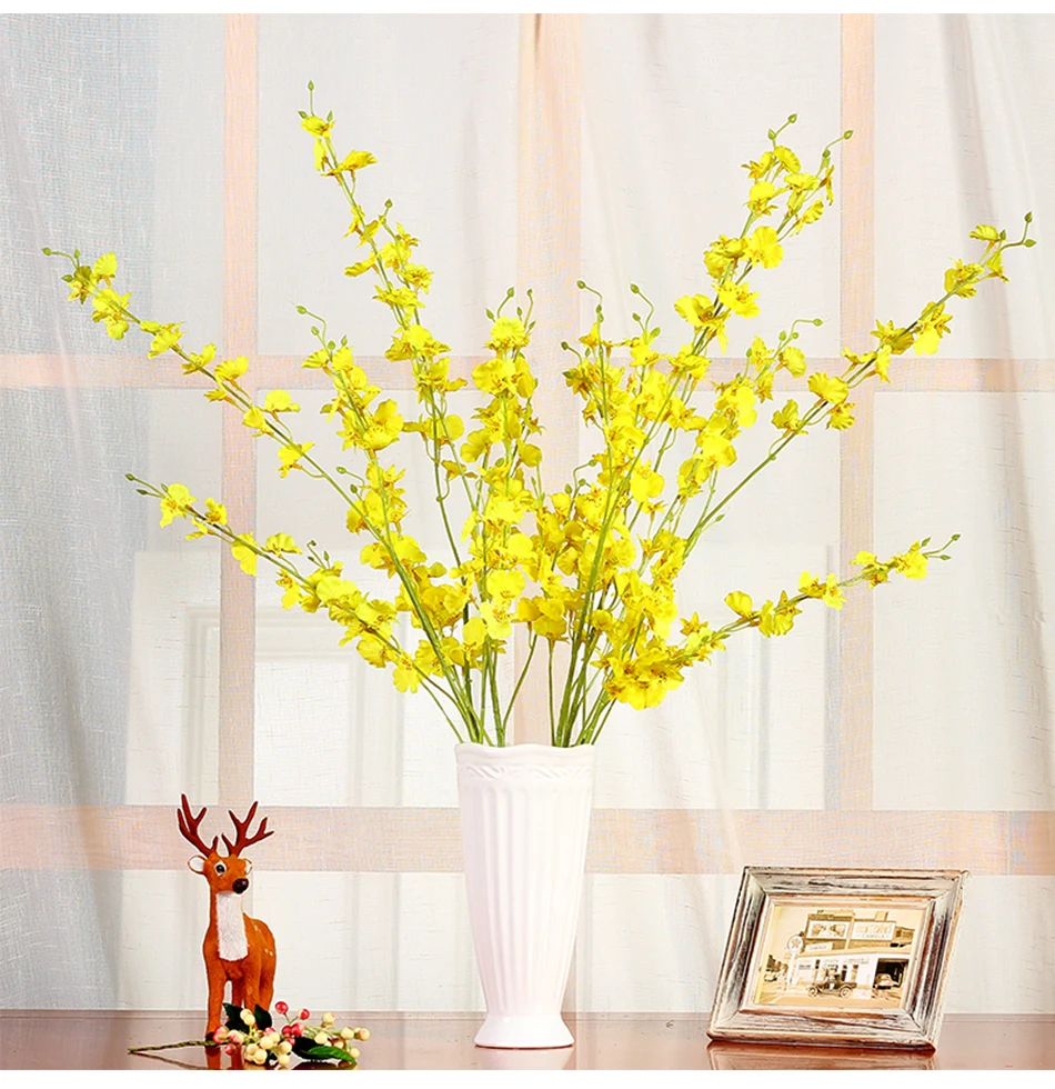 CHENCHENG, 5 шт./лот, 100 см, искусственный цветок Oncidium Hybridum, ветка, букет, свадебные, для дома, вечерние, украшение, Осенний Декор
