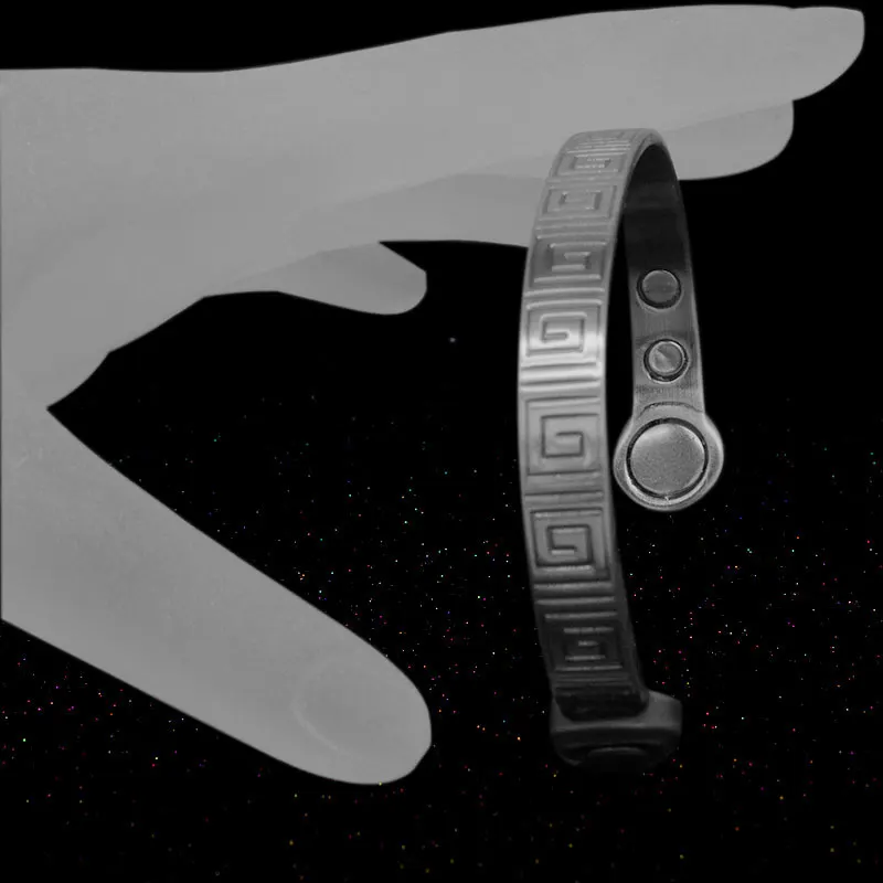 Широкий винтажный браслет Escalus из чистой меди античное серебро и 6 сильных