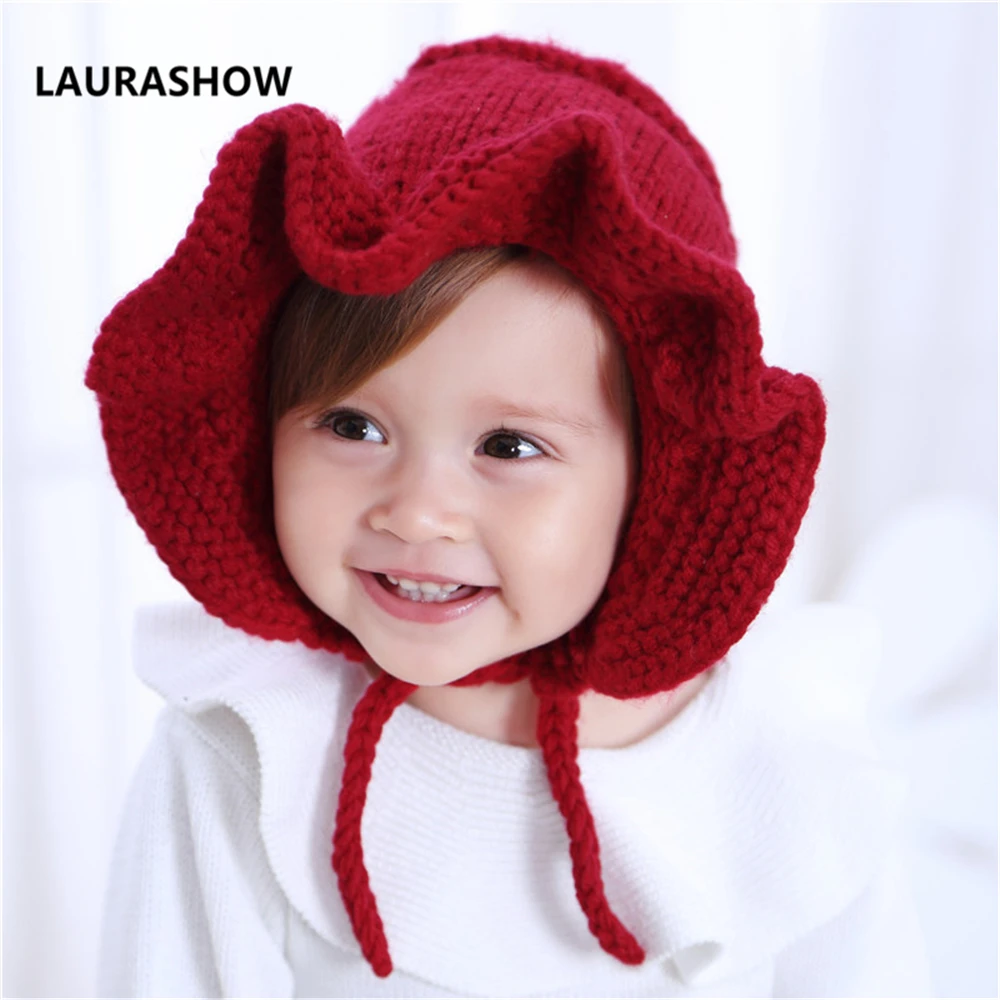

LAURASHOW Autumn Winter Baby Beanie Warm Wool Cap Kids Hair Accessories Knit Hat
