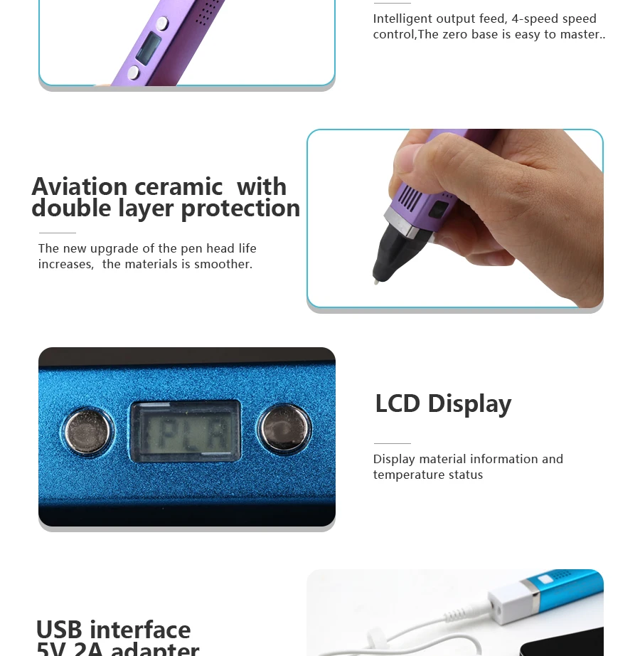 Myriwell 3D ручка USB разъем 5V 2A творческая ручка 3D граффити ручка лучший подарок детям 3 поколение 3d печатная ручка