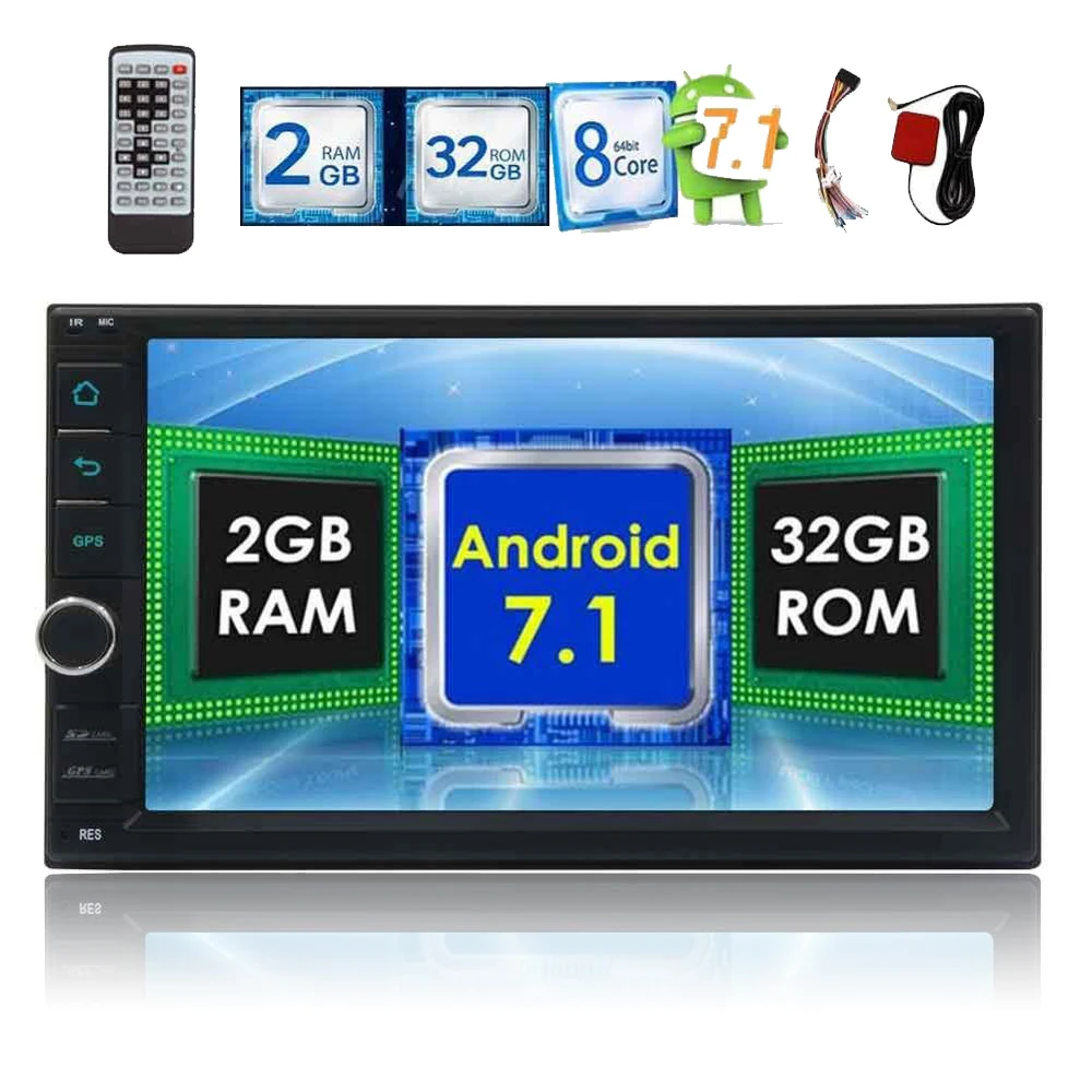 Android 7.1 Авто Аудио головное устройство 8-Core Dual 2 два DIN сенсорный экран GPS навигации