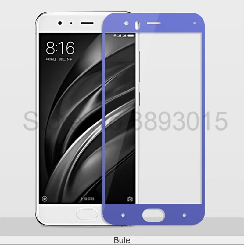 blue 9H 0,3 мм полное покрытие из закаленного стекла для xiaomi 6 mi 6 HD Защита экрана для xiaomi 6 mi 6 стекло для телефона 2.5D защитная пленка - Цвет: blue