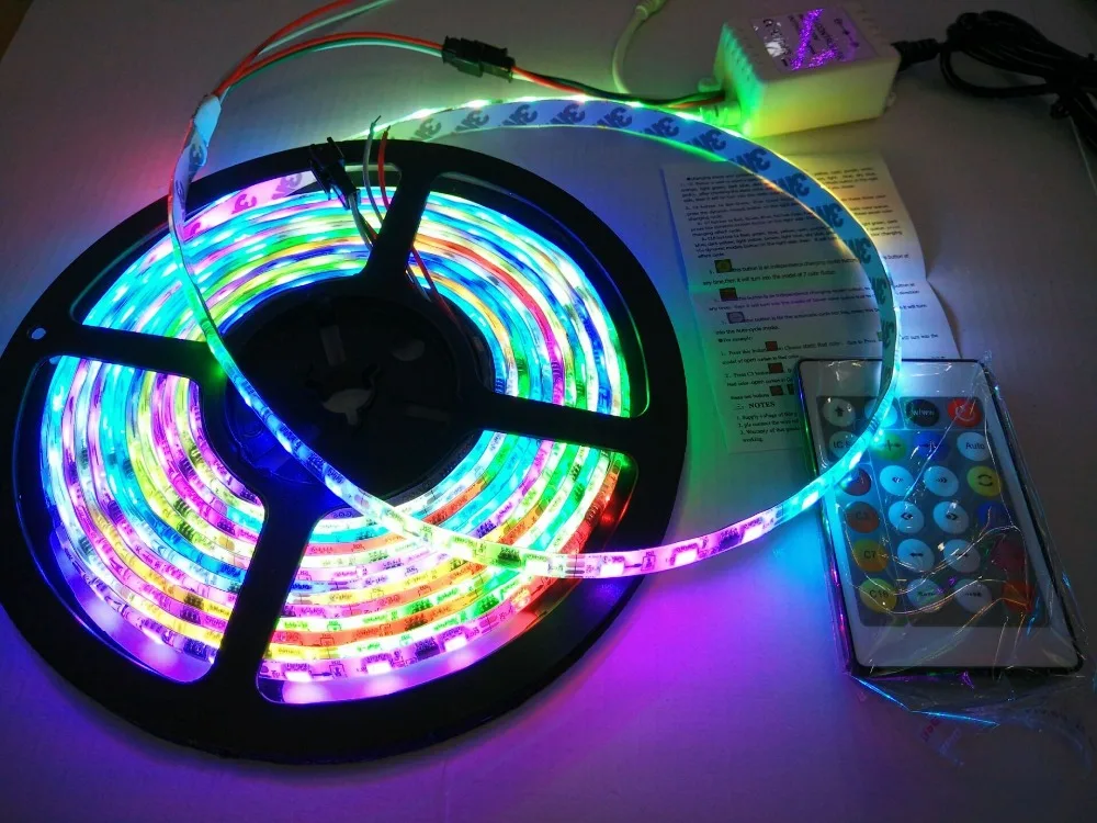 5 м DC12V ws2811ic 5050 RGB SMD Адресуемая ws2811 светодиодная полоса пикселей IP65 гибкая лента +