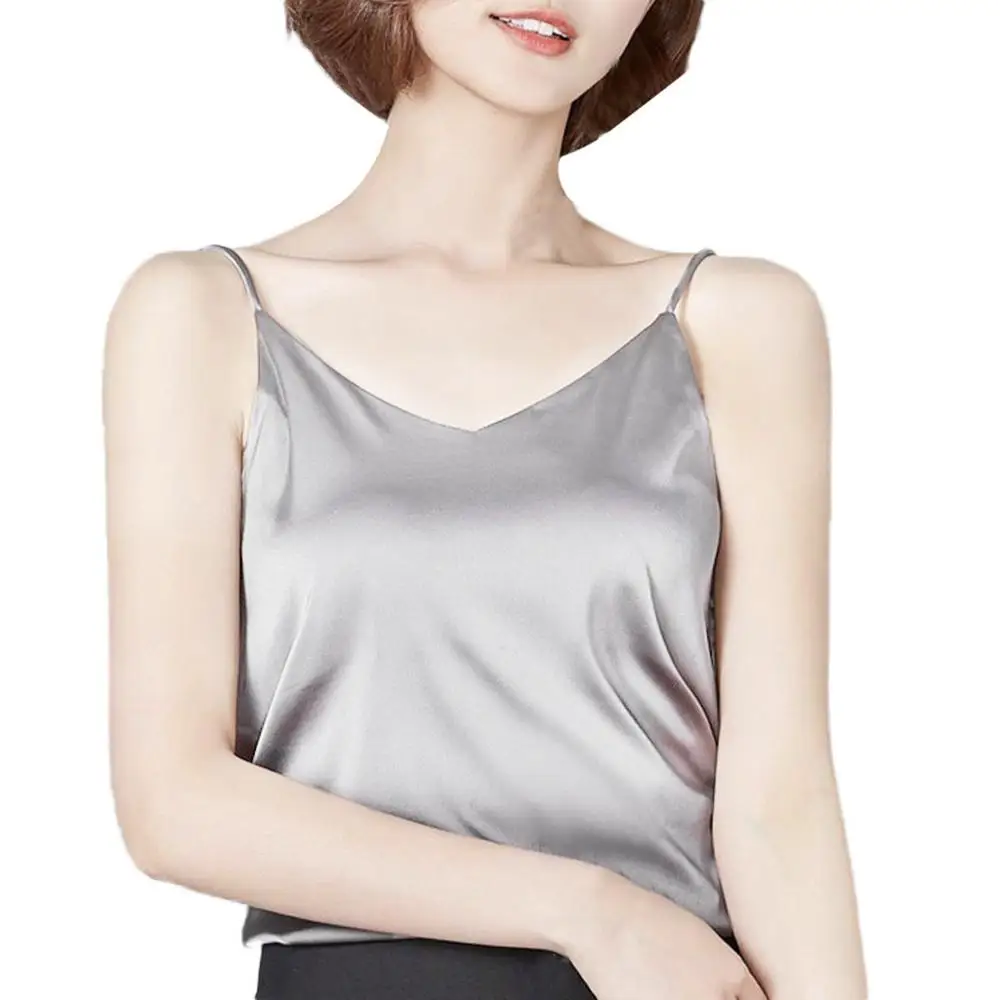 Топ женский атласный с V образным вырезом пикантная шелковая укороченная майка