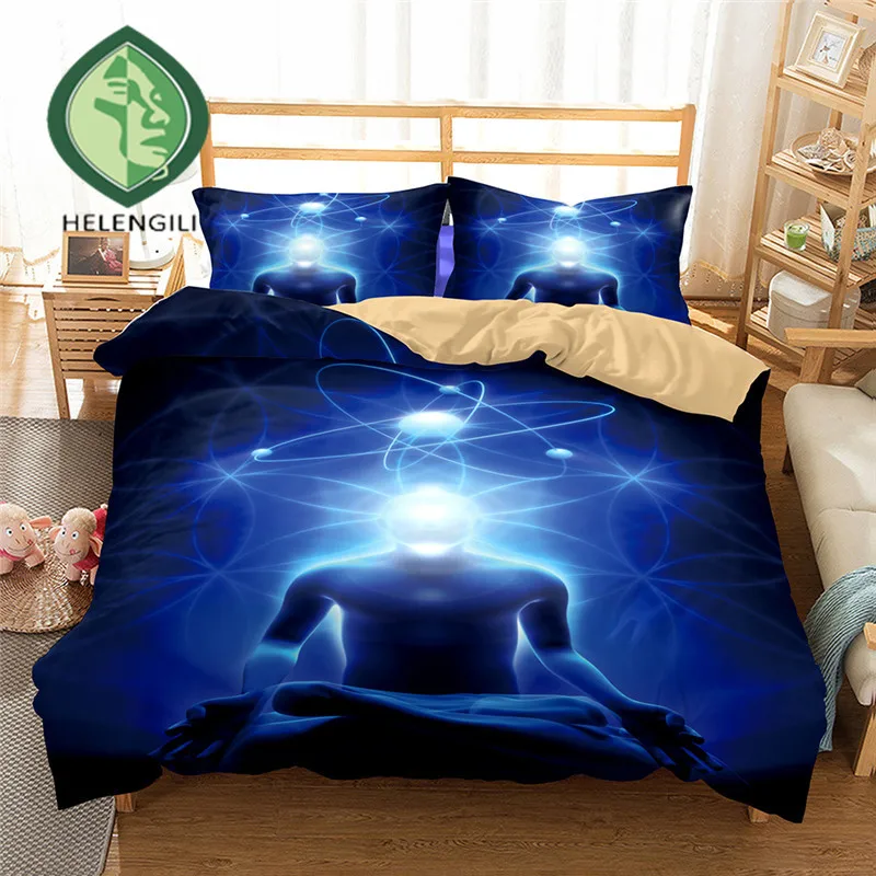 

HELENGILI 3D Bedding Set Heart Yoga Print Duvet cover set lifelike bedclothes with pillowcase bed set home Textiles #2-05