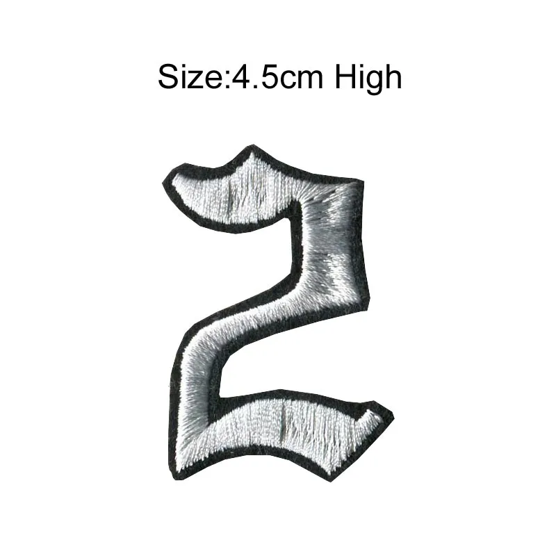 2 White black patch 1 шт., высота 4,5 см, 0-9, черный, красный, черный, золотой, металлические Цифры, Смешанные Вышитые нашивки, Пришивные железные бейдж-украшения для одежды - Цвет: 2 White black patch